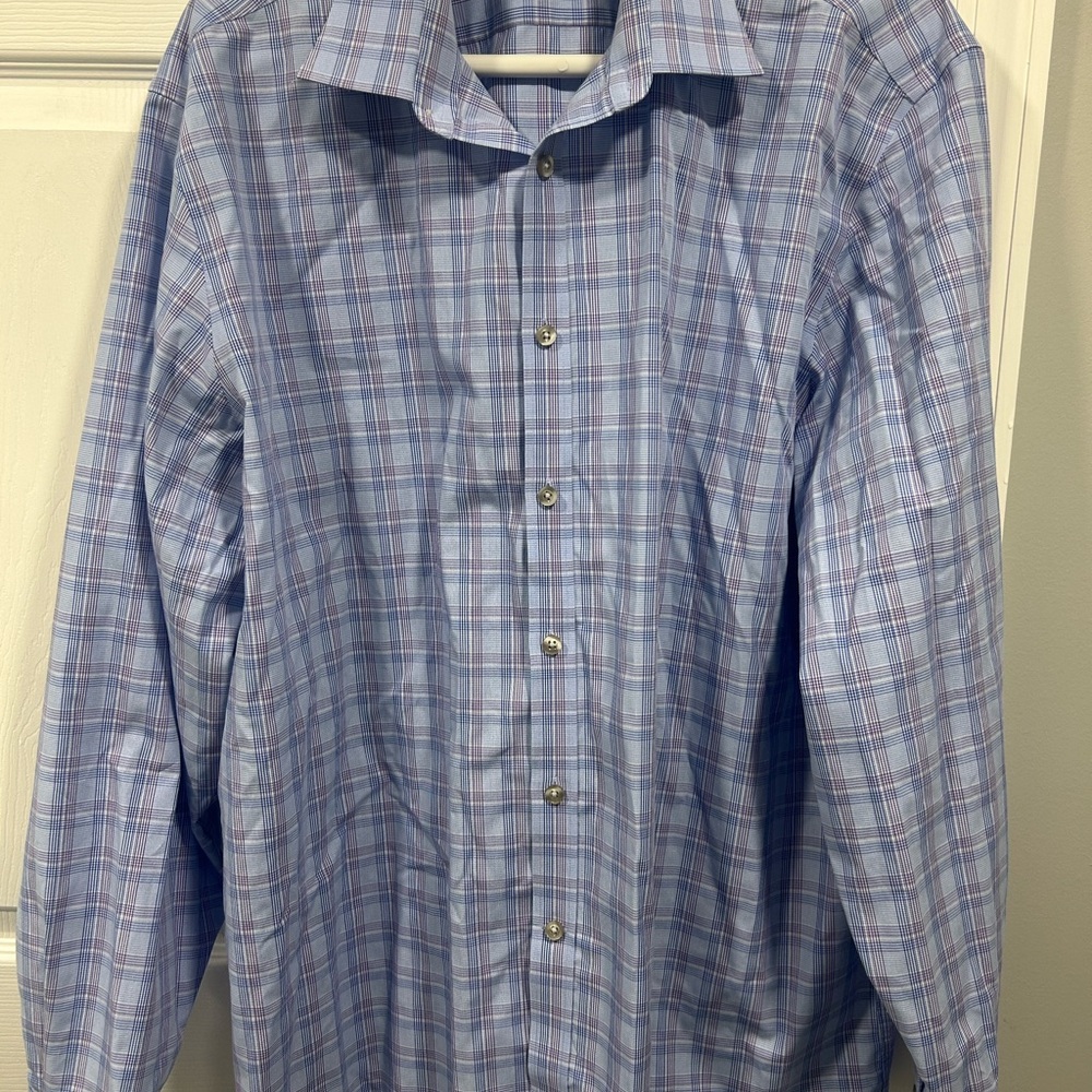 Michael Kors Blue Plaid Dress Shirt